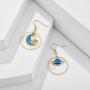 Star Moon Dangle Earrings for Girls Women Simple Earth Moon Charm Blue Drop Earrings