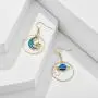 Star Moon Dangle Earrings for Girls Women Simple Earth Moon Charm Blue Drop Earrings
