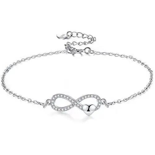 APHILUC Women 925 Sterling Silver Infinity Bracelet Endless Love Heart Adjustable Bracelet for Women Girls Jewelry Gifts APHILUC Women 925 Sterling Silver Infinity Bracelet Endless Love Heart Adjustable Bracelet for Women Girls Jewelry Gifts