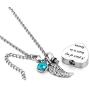 LovelyCharms Love Heart Angel Wings Urn Necklace for Ashes Stainless Steel Keepsake Memorial Cremation