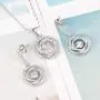 BriLove Women 925 Sterling Silver Dancing CZ Round Spiral Swirl Pendant Necklace Dangle Earrings Set Clear BriLove Women 925 Sterling Silver Dancing CZ Round Spiral Swirl Pendant Necklace Dangle Earrings Set Clear