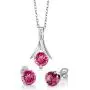 Gem Stone King 925 Sterling Silver Mystic Pink Topaz Pendant and Earrings Set For Women (2.25 Ct Round with 18 Inch Silver Chain) Gem Stone King 925 Sterling Silver Mystic Pink Topaz Pendant and Earrings Set For Women (2.25 Ct Round with 18 Inch Silver Chain)
