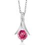 Gem Stone King 925 Sterling Silver Mystic Pink Topaz Pendant and Earrings Set For Women (2.25 Ct Round with 18 Inch Silver Chain)
