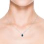 December Birthstone - Oval London Blue Topaz V-Bale Pendant Necklace in Sterling Silver (7x5mm London Blue Topaz)