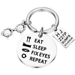 PLITI Optometrist Gifts Eat Sleep Fix Eyes Repeat Keychain Optician Gift Ophthalmologist Gift Eye Doctor Gift Ophthalmology Gift Optometry Graduation Jewelry OD Charm