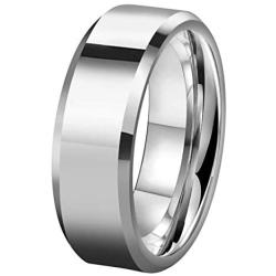 CROWNAL 6mm 8mm 10mm Silver/Gold Tungsten Carbide Wedding Band Ring Engraved I Love You Men Women Brushed Strip Beveled Edge Size 4 to 17