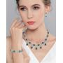 EVER FAITH Silver-Tone CZ Floral Leaves Water Drop Necklace Earrings Bracelet Set