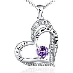 Heart Necklace for Women 925 Sterling Silver I Love You to The Moon and Back Necklace for Girls