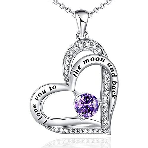 Heart Necklace for Women 925 Sterling Silver I Love You to The Moon and Back Necklace for Girls