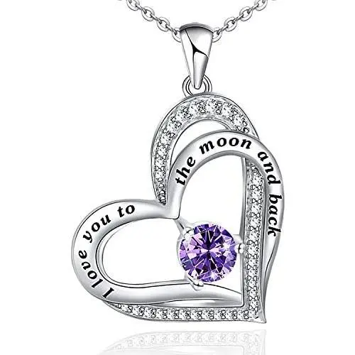 Heart Necklace for Women 925 Sterling Silver I Love You to The Moon and Back Necklace for Girls