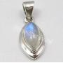 SilverStarJewel 6 x 12 mm Rainbow Moonstone Pendant 1'' 925 Stamped Fine Silver