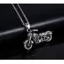 Stainless Steel Gothic Ghost Rider Motorbike Motorcycle Pendant Necklace Cool Motor Bike Biker Jewelry for Men Boy