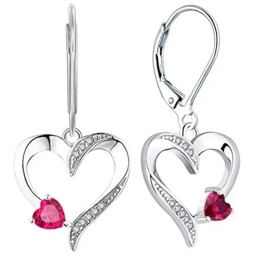 YL Heart Earrings Sterling Silver Heart Dangle Drop Earrings Sapphire/Emerald/Amethyst/Aquamarine Leverback Jewelry for Women YL Heart Earrings Sterling Silver Heart Dangle Drop Earrings Sapphire/Emerald/Amethyst/Aquamarine Leverback Jewelry for Women