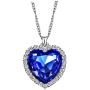 NEOGLORY Blue Crystals Heart Love Shaped Necklaces Jewelry, Heart of The Ocean Necklace from Titanic Crystal Pendant for Women Gift 18+2inch