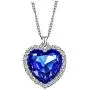 NEOGLORY Blue Crystals Heart Love Shaped Necklaces Jewelry, Heart of The Ocean Necklace from Titanic Crystal Pendant for Women Gift 18+2inch NEOGLORY Blue Crystals Heart Love Shaped Necklaces Jewelry, Heart of The Ocean Necklace from Titanic Crystal Pendant for Women Gift 18+2inch