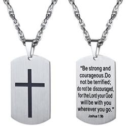 PROSTEEL Stainless Steel Cross Jewelry, Mens Womens Jewelry, Dog Tags Pendant, Military Tag with Words, Inspirational Necklace