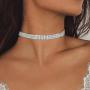 5 Pieces Rhinestone Choker Necklaces for Women Dainty Diamond Choker Silver Gold Plated Crystal Choker Necklaces Set Bridesmaid Jewelry