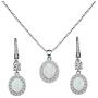 Lavencious 925 Sterling Silver Necklaces and Earrings Jewelry Set for Women, Round/Oval White Opal/Clear Cubic Zirconia CZ Stones with Italian Box Chain