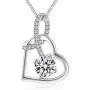 Heart Necklace - 14k White Gold Plated Love Necklace 5A Cubic Zirconia - Heart Pendant Necklace - Jewelry Gifts Necklaces for women