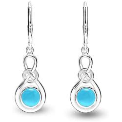 LeCalla Flaunt Sterling Sliver Jewelry Leverback Celtic Knot Earrings for Women (Gemstone Birthstone Round 6MM)