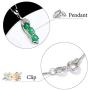 Brishow Fashion Wedding Bride Silver Pendant Necklace Chain Green Rhinestone Bean Pendant Necklaces Crystal Bridal Chains Jewelry Accessories for Women and Girls