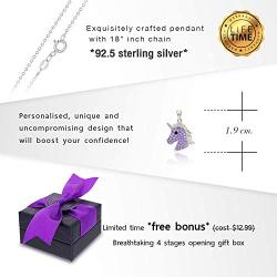 Mythical Purple Crystal Unicorn Pendant Necklace Never Rust 925 Sterling Silver Natural and Hypoallergenic Chain For Women, Girls & Kids with Free Breathtaking Gift Box for a Special Moment of Love