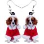 NEWEI Acrylic Cute Christmas Cavalier King Charles Spaniel Dog Earrings Dangle Drop for Women Girls Gift Charms Fashion Jewelry
