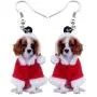 NEWEI Acrylic Cute Christmas Cavalier King Charles Spaniel Dog Earrings Dangle Drop for Women Girls Gift Charms Fashion Jewelry