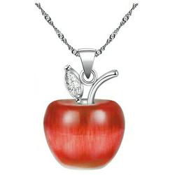 Uloveido Silver Plated Candy Apple Cubic Zirconia Pendant Necklace Earrings Jewelry for Women YL007