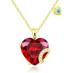 Heart Pendent Necklace for Women Girls Forever Love Heart Birthstone Necklaces Sterling Silver Gold Plated Birthday Fashion Jewelry Gift for Teen Girls Girlfriend Wife Mom