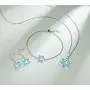 FANCIME Hanukkah Sterling Silver Created Blue Opal Star Necklace/Dangle Earrings/Bracelet Charm Danity October Birthstone Fine Jewelry for Women