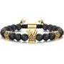 SEVENSTONE 8mm Crown King Charm Bracelet for Men Women Black Matte Onyx Stone Beads, 7.5'' SEVENSTONE 8mm Crown King Charm Bracelet for Men Women Black Matte Onyx Stone Beads, 7.5''