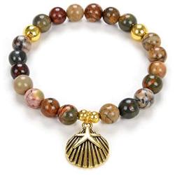 Self-Discovery Japa Mala Evolve Prayer Beads Yoga Bracelet with Golden Seashell Jewelry Charm