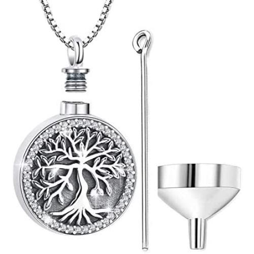 Cremation Jewelry for Ashes, Urn Necklace for Women, Sterling Silver Keepsake Pendant Charm