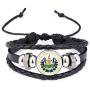 DIYthinker San Salvador El Salvador National Emblem Bracelet Braided Leather Rope Bead Wristband