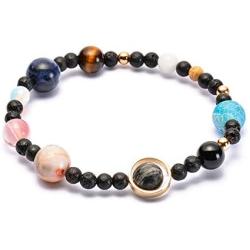 Solar System Bracelet The Eight Planets Guardian Star Earth Space Universe Galaxy Gemstone Beads Bracelet