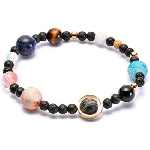 Solar System Bracelet The Eight Planets Guardian Star Earth Space Universe Galaxy Gemstone Beads Bracelet