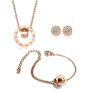 VNOX Jewelry Set Stainless Steel CZ Roman Numeral Interlocking Two-Circles Bracelet Necklace Stud Earrings for Women Girls,Bridal and Bridesmaid Accessories
