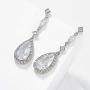 SWEETV Cubic Zirconia Teardrop Wedding Earrings for Brides Bridesmaid,Crystal Bridal Drop Dangle Earrings for Women, Wedding Bridal Jewelry