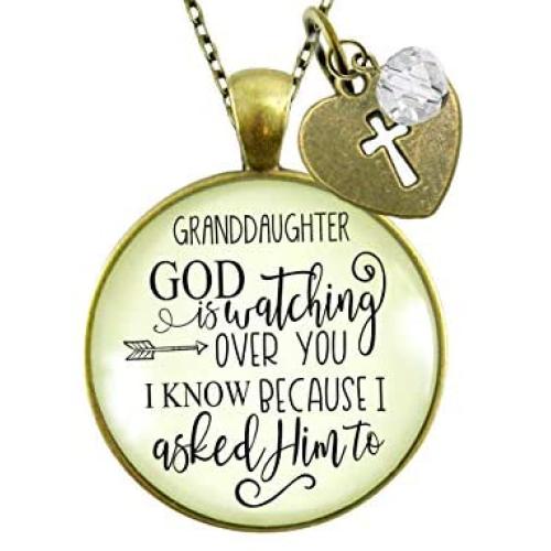 Gutsy Goodness Granddaughter Necklace He is Watching Over You Jewelry Gift from Grandma Grandpa