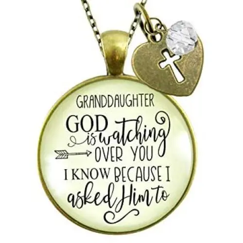Gutsy Goodness Granddaughter Necklace He is Watching Over You Jewelry Gift from Grandma Grandpa