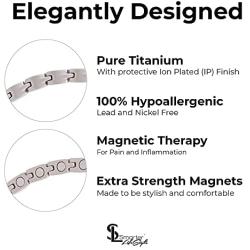 Elegant Titanium Magnetic Therapy Necklace Pain Relief for Neck Arthritis Migraine Headaches Shoulders And Back (Czech Stone Silver), Womens - Width: .25in