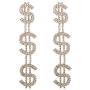 Dollar Sign Money Symbol Crystal Drop Dangle Statement Earrings Bold Fashion Jewelry