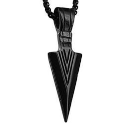 PAURO Mens Stainless Steel Jewelry Spear Point Arrowhead Pendant Necklace Gold/Silver