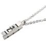 SKQIR Mens Stainless Steel Vertical Cuboid Xanax Pill ID Bar Pendant Necklace Jewelry