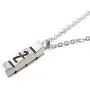 SKQIR Mens Stainless Steel Vertical Cuboid Xanax Pill ID Bar Pendant Necklace Jewelry