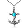 ZiWuark Mens Anchor Necklace Pendant Stainless Steel Turquoise Necklaces Nautical Anchor Pendant Jewelry For Men Women Boyfriend With 24 Inches Chain