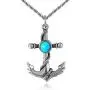 ZiWuark Mens Anchor Necklace Pendant Stainless Steel Turquoise Necklaces Nautical Anchor Pendant Jewelry For Men Women Boyfriend With 24 Inches Chain ZiWuark Mens Anchor Necklace Pendant Stainless Steel Turquoise Necklaces Nautical Anchor Pendant Jewelry For Men Women Boyfriend With 24 Inches Chain