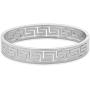 Edforce Stainless Steel Womens Greek Pattern Oval Cutout Hinged Bangle Bracelet