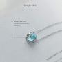 Thaya S925 Sterling Silver Pendant Necklace Mermaid Tail Blue Crystal Gemstone Necklace Chain for Women or Girls Gift (15'' + 2'')